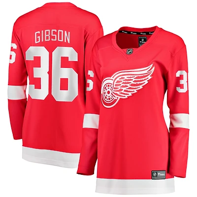 Maillot rouge des Red Wings de Detroit pour femmes, John Gibson, équipe la franchise féminine