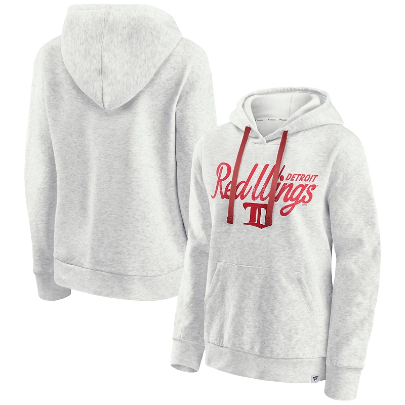 Women's Fanatics Oatmeal Detroit Red Wings True Classics Quilted Pullover Hoodie