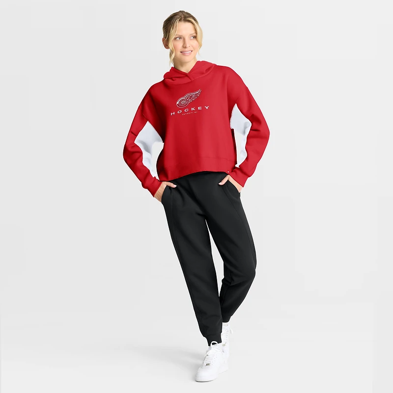 Sweat à capuche boxy rouge carreaux arrière des Red Wings de Detroit Fanatics pour femmes