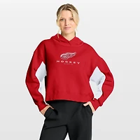 Sweat à capuche boxy rouge carreaux arrière des Red Wings de Detroit Fanatics pour femmes
