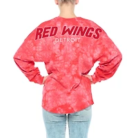 Women's Fanatics Red Detroit Wings Crystal-Dye Long Sleeve T-Shirt
