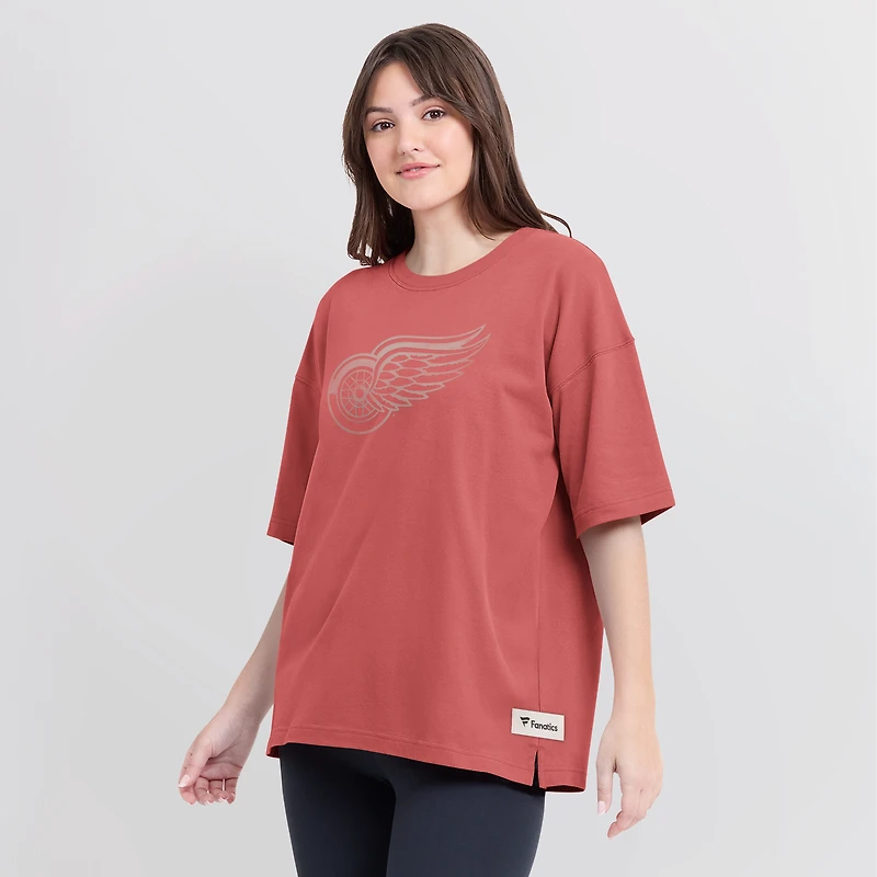 Women's Fanatics Red Detroit Wings Oversized Elements Raw Edge Future Ground T-Shirt