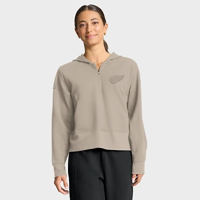 Sweat à capuche zippé quart de tour authentique Detroit Red Wings beige Fanatics pour femme