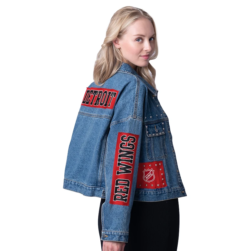 Veste courte en jean boutonnée G-III 4Her by Carl Banks Detroit Red Wings Game Ball pour femme