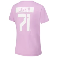 Women's Levelwear Dylan Larkin Lavender Detroit Red Wings Hockey Fights Cancer Anthem Name & Number T-Shirt