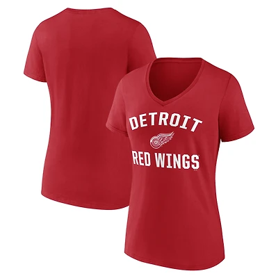 Women's Logo Athletic  Red Detroit Wings Arch Victory V-Neck T-Shirt