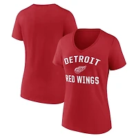 Women's Logo Athletic  Red Detroit Wings Arch Victory V-Neck T-Shirt