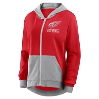 Sweat à capuche zippé en molleton French Terry Hit It pour femme avec logo Athletic Red des Wings de Detroit
