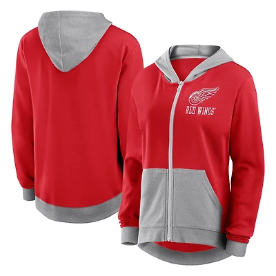 Women's Logo Athletic Red Detroit Wings Hit It French Terry Full-Zip Hoodie