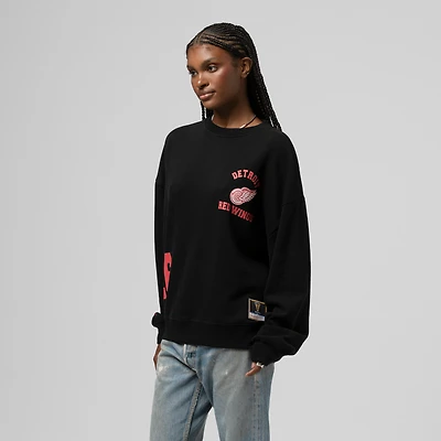 Sweat-shirt ras du cou vintage noir pour femme Mitchell & Ness des Red Wings de Detroit