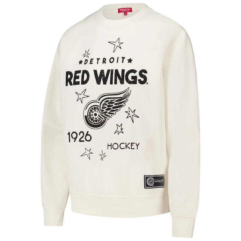 Sweat-shirt à capuche pour femme Mitchell & Ness avec logo Detroit Red Wings 3.0 crème