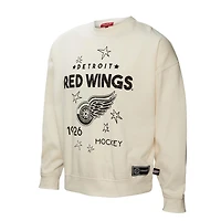 Sweat-shirt à capuche pour femme Mitchell & Ness avec logo Detroit Red Wings 3.0 crème
