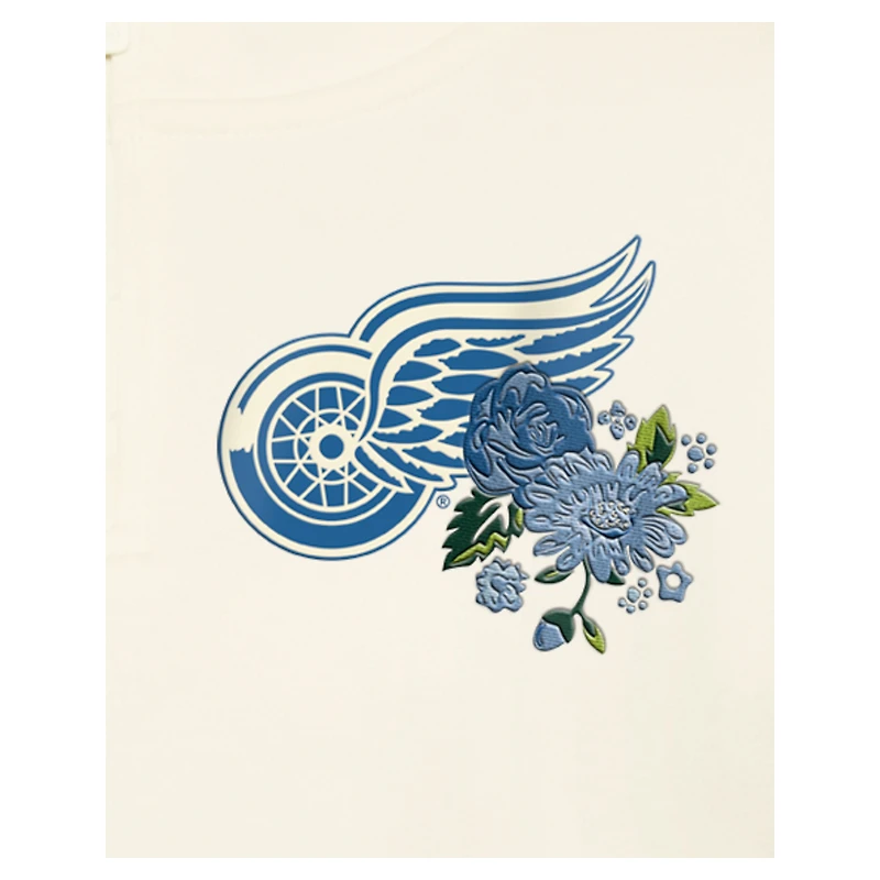 Sweat à capuche court imprimé floral Detroit Red Wings Glam Game de New Era pour femme, couleur crème