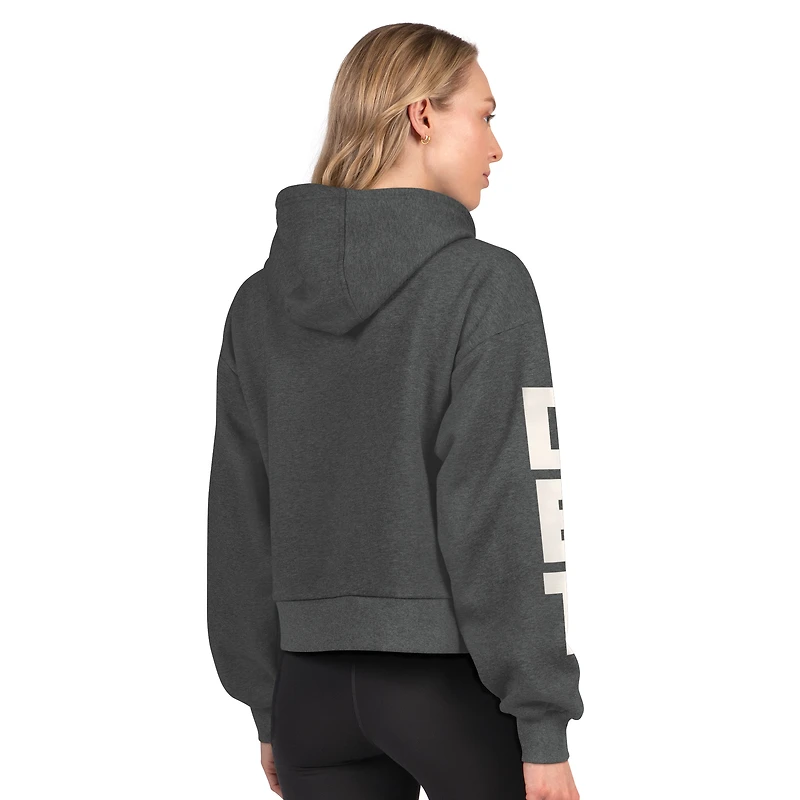 Sweat à capuche court en polaire Starter pour femme, couleur gris anthracite chiné, modèle Star Player des Red Wings de Détroit