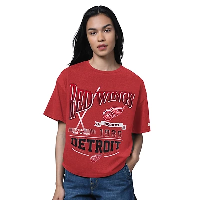 Women's Starter Heather Red Detroit Wings Oversized Hall of Fame T-Shirt