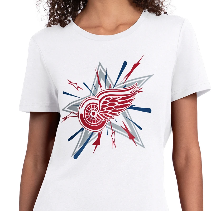 Women's Starter White Detroit Red Wings Americana Fireworks T-Shirt