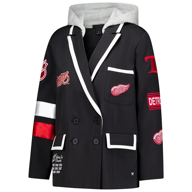 Women's The Wild Collective Black Detroit Red Wings Original 6 Hooded Blazer