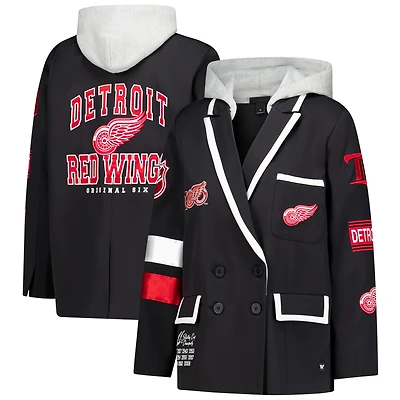 Blazer à capuche The Wild Collective noir Detroit Red Wings Original 6 pour femme