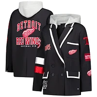 Blazer à capuche The Wild Collective noir Detroit Red Wings Original 6 pour femme