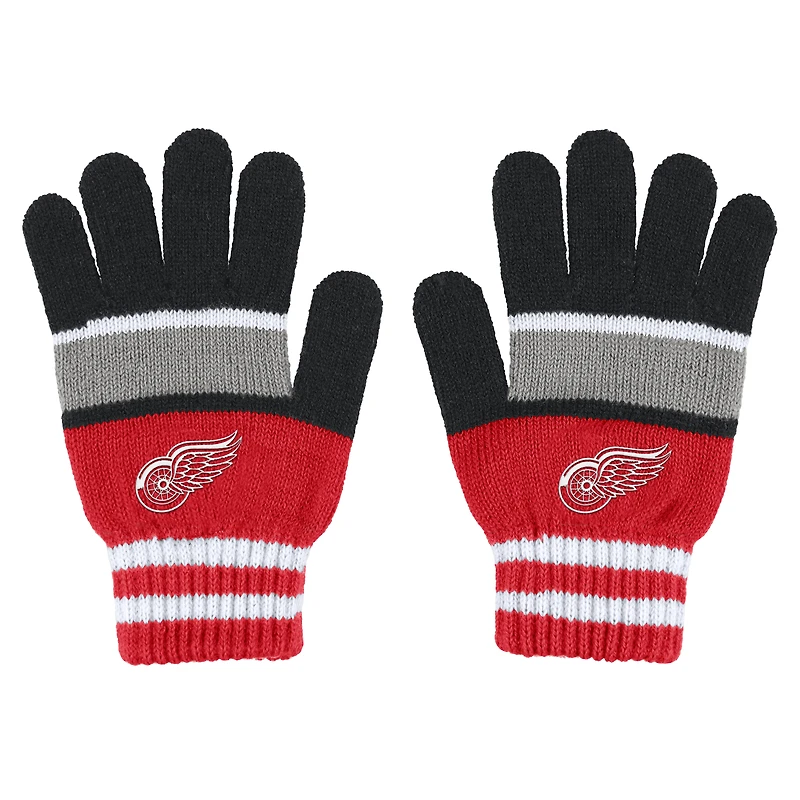 WEAR by Erin Andrews Ensemble gants et écharpe à rayures des Red Wings de Detroit pour femmes