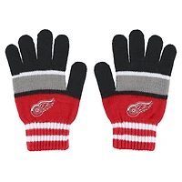 WEAR by Erin Andrews Ensemble gants et écharpe à rayures des Red Wings de Detroit pour femmes