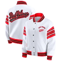 Women's WEAR by Erin Andrews White/Red Detroit Red Wings Full-Snap Fleece Sweatshirt Jacket