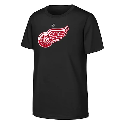 T-shirt noir avec logo principal des Red Wings de Detroit pour jeunes
