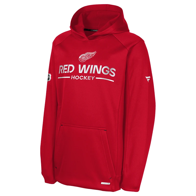 Sweat à capuche raglan authentique Pro Rink des Red Wings de Detroit pour jeunes fanatiques