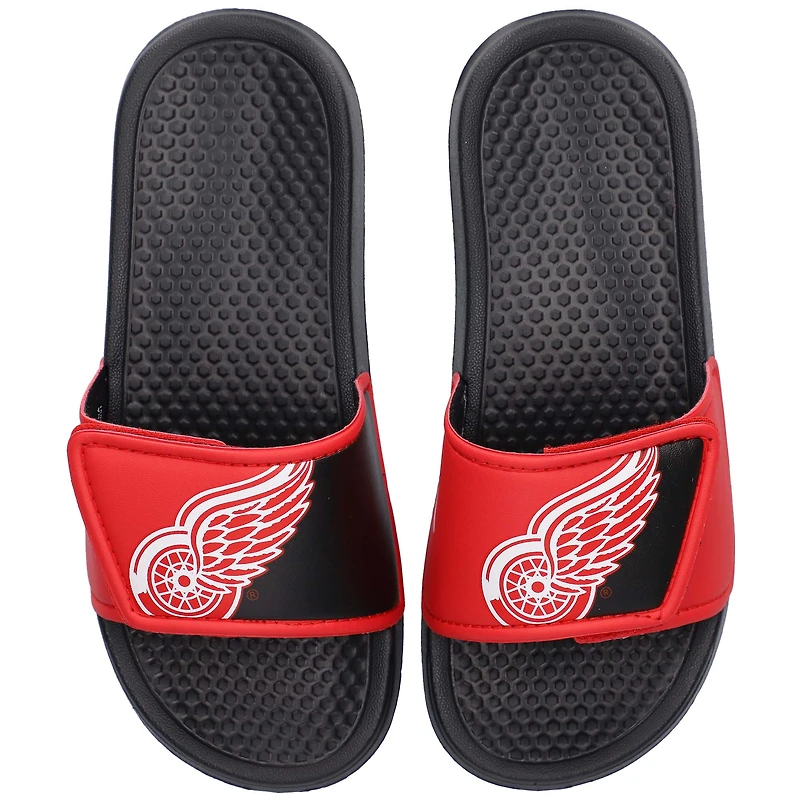 Sandales à glissière Legacy FOCO Detroit Red Wings pour jeunes color block avec grand logo