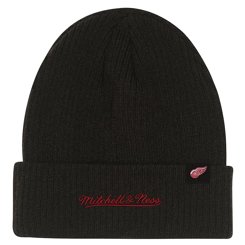 Youth Mitchell & Ness  Black Detroit Red Wings Neon Line Lights Cuffed Knit Hat
