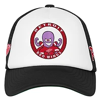 Youth Mitchell & Ness  White Detroit Red Wings Mascot Adjustable Trucker Hat