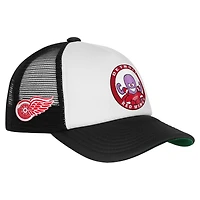 Youth Mitchell & Ness  White Detroit Red Wings Mascot Adjustable Trucker Hat
