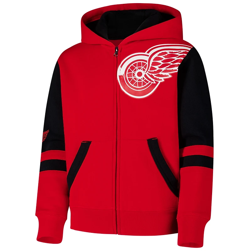 Sweat à capuche entièrement zippé Red Detroit Wings Face Off pour jeunes