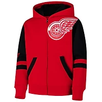 Sweat à capuche entièrement zippé Red Detroit Wings Face Off pour jeunes