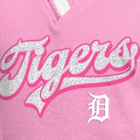 T-shirt raglan à col en V pour fille New Era rose des Detroit Tigers, maman et moi