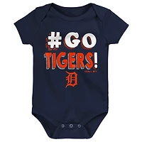 Infant Navy/Orange/Gray Detroit Tigers Born To Win 3-Pack Bodysuit Set