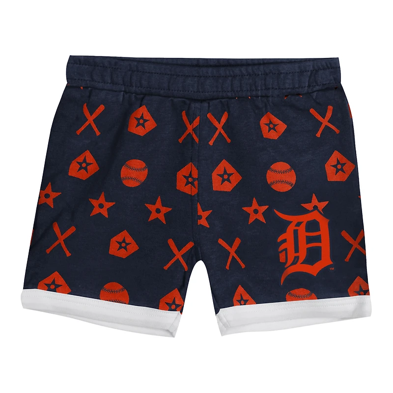 Infant  Navy Detroit Tigers On Deck 2-Piece Diaper Cover Set
