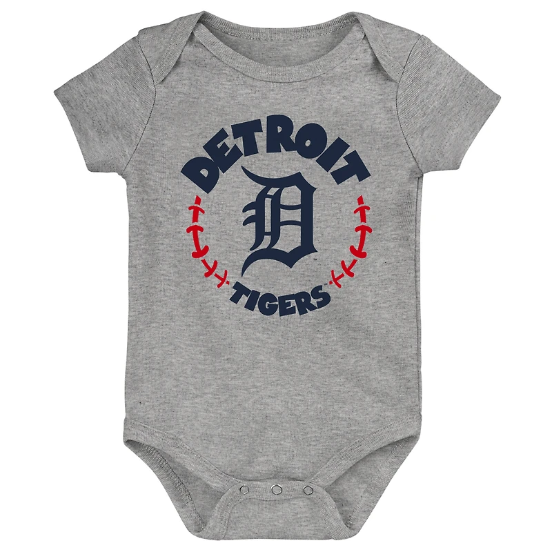 Infant Orange/White/Heather Gray Detroit Tigers Biggest Little Fan 3-Pack Bodysuit Set