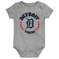 Infant Orange/White/Heather Gray Detroit Tigers Biggest Little Fan 3-Pack Bodysuit Set