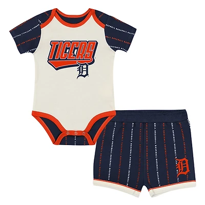 Ensemble body et short Baby Outerstuff blanc/marine Detroit Tigers Lead Run