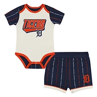 Ensemble body et short Baby Outerstuff blanc/marine Detroit Tigers Lead Run