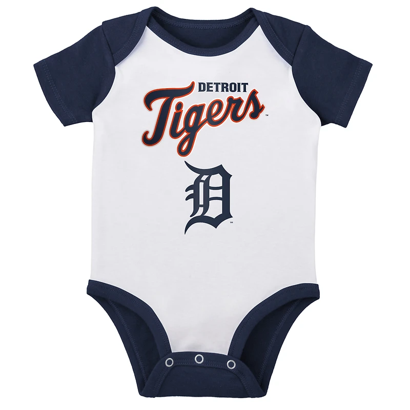 Ensemble de deux body Little Slugger des Detroit Tigers pour bébé blanc/gris chiné