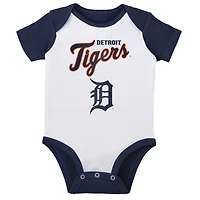 Ensemble de deux body Little Slugger des Detroit Tigers pour bébé blanc/gris chiné