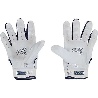 Kerry Carpenter Detroit Tigers Autographed Game-Used White/Navy Franklin Batting Gloves from the 2025 MLB Season - HH98516601-02