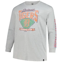 Men's '47  Gray Detroit Tigers Big & Tall Distressed Franklin Long Sleeve T-Shirt