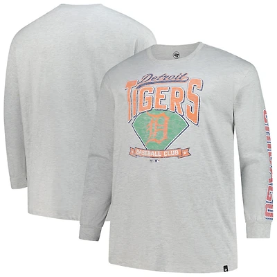 T-shirt à manches longues Franklin gris vieilli pour homme, modèle Big & Tall, des Detroit Tigers, '47