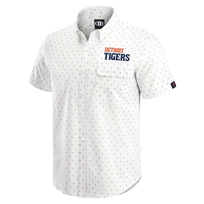 Men's Darius Rucker Collection by Fanatics  Cream Detroit Tigers Printed Button-Down Shirt