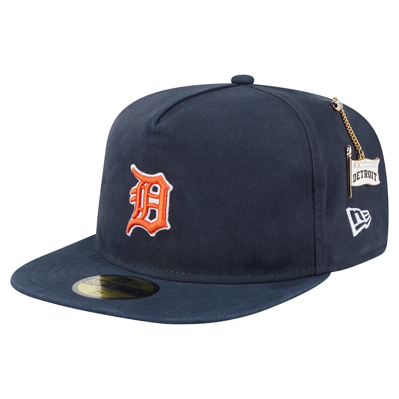 Casquette ajustée 59FIFTY noire Detroit Tigers Championship Side Flag New Era pour homme