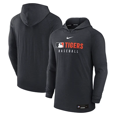Sweat à capuche Nike bleu marine chiné Detroit Tigers Authentic Collection Tri-Blend Dri-FIT pour homme