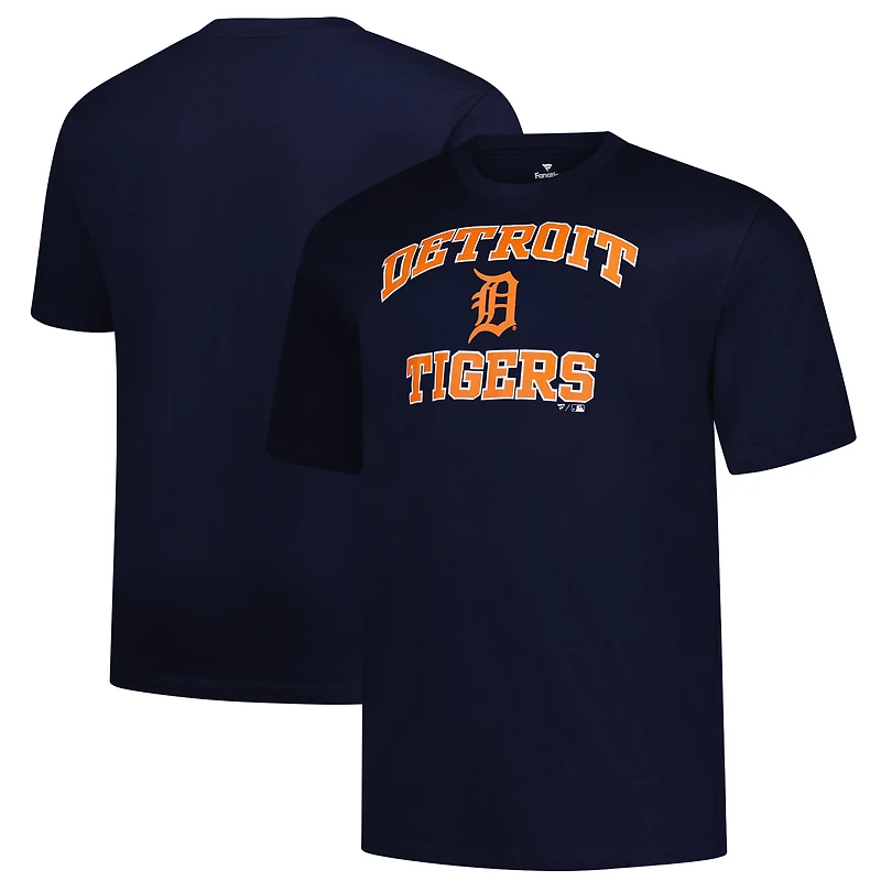 T-shirt bleu marine pour homme avec logo Detroit Tigers, grand et grand, inscription Heart & Soul